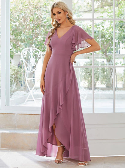 ever OREE|Charming Chiffon Bridesmaid Dress with Lotus Leaf Hemline