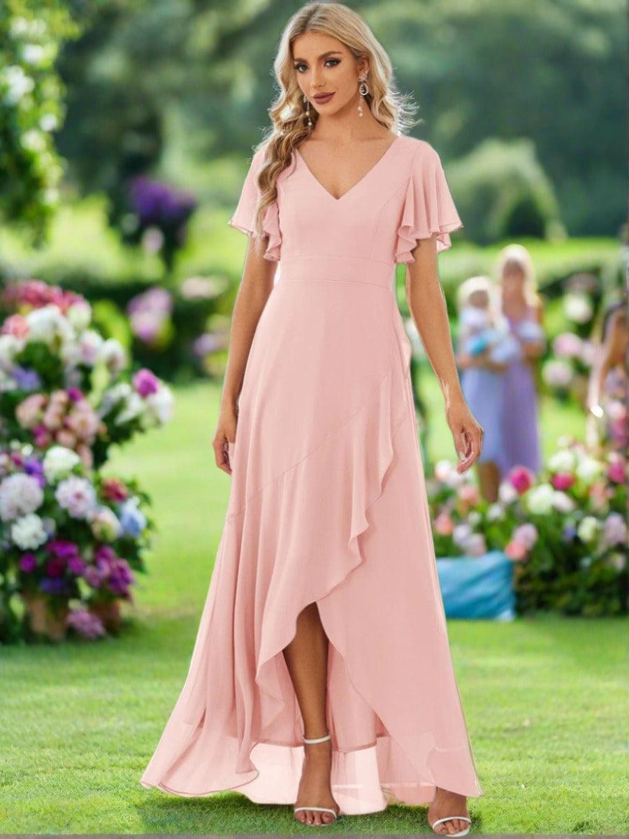 ever OREE|Charming Chiffon Bridesmaid Dress with Lotus Leaf Hemline
