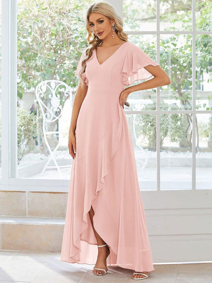 ever OREE|Charming Chiffon Bridesmaid Dress with Lotus Leaf Hemline
