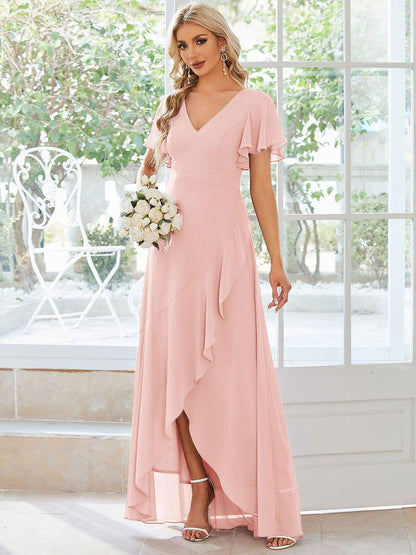 ever OREE|Charming Chiffon Bridesmaid Dress with Lotus Leaf Hemline