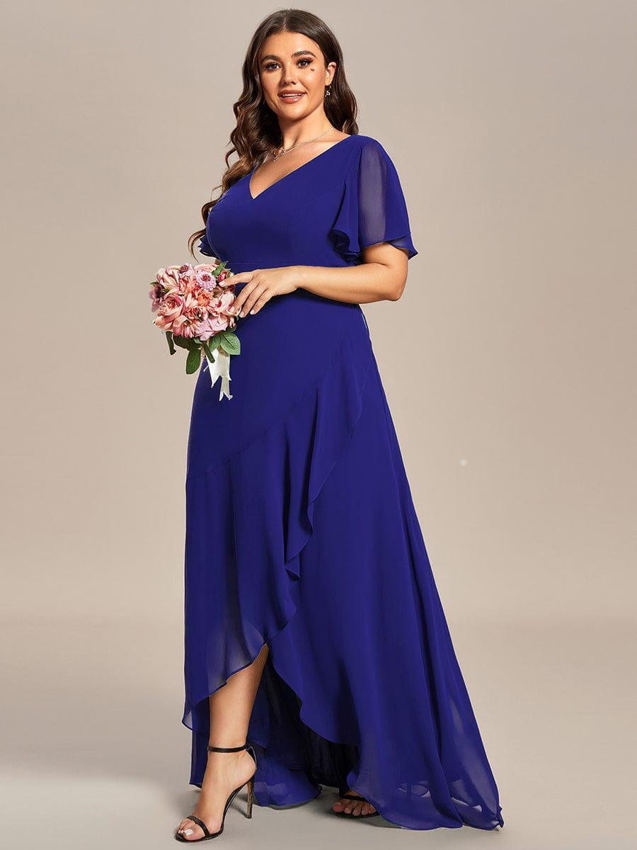 pretty OREE|Plus Size Elegant Lotus Sleeves Chiffon Bridesmaid Dress