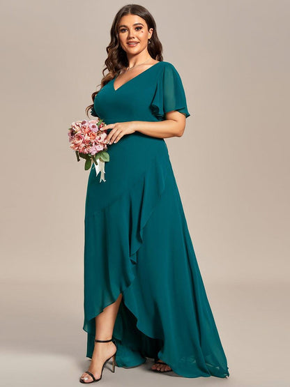pretty OREE|Plus Size Elegant Lotus Sleeves Chiffon Bridesmaid Dress