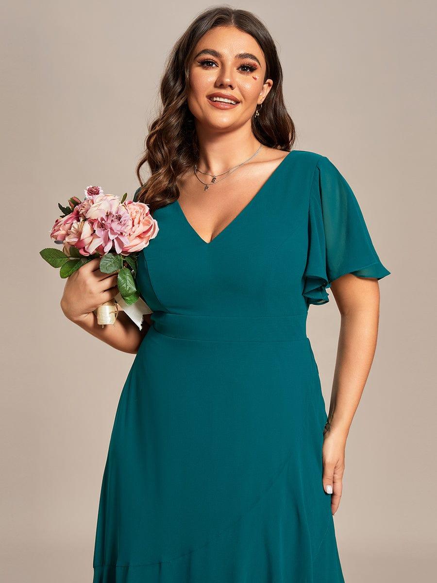 pretty OREE|Plus Size Elegant Lotus Sleeves Chiffon Bridesmaid Dress