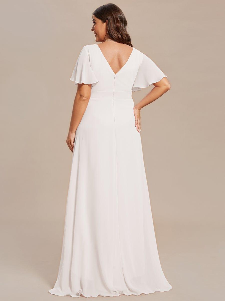 pretty OREE|Plus Size Elegant Lotus Sleeves Chiffon Bridesmaid Dress