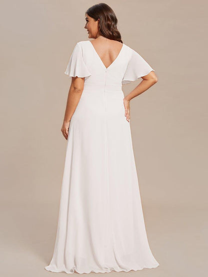 pretty OREE|Plus Size Elegant Lotus Sleeves Chiffon Bridesmaid Dress