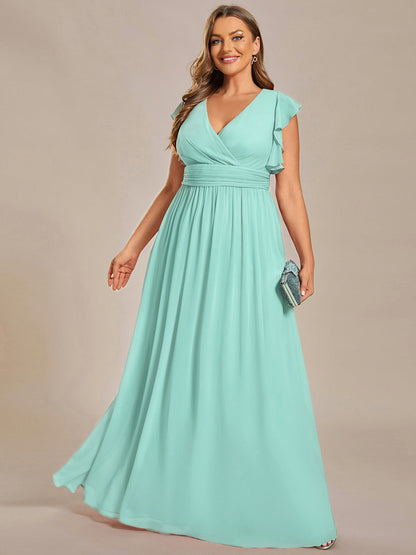 ever LILYANA|Ruffles Sleeve Back Cutout A-Line Maxi Chiffon Bridesmaid Dress