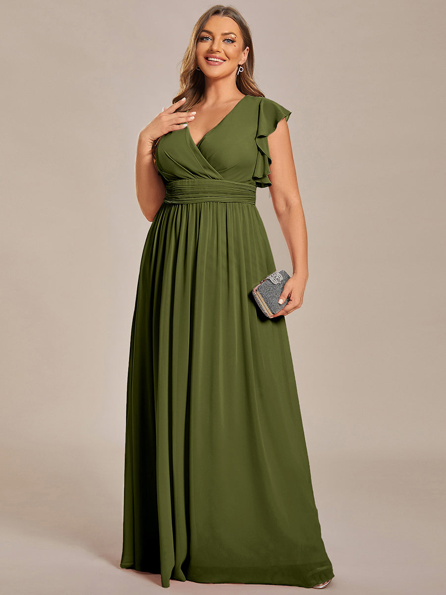 pretty LILYANA|Plus Size Chiffon Pleated A-Line Back Cutout Bridesmaid Dress