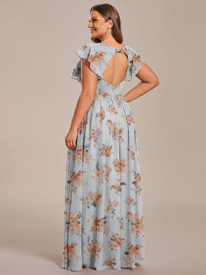 pretty LILYANA|Plus Size Chiffon Pleated A-Line Back Cutout Bridesmaid Dress