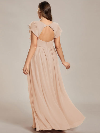 pretty LILYANA|Plus Size Chiffon Pleated A-Line Back Cutout Bridesmaid Dress