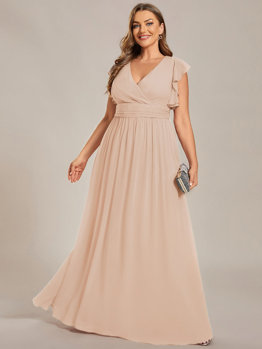 pretty LILYANA|Plus Size Chiffon Pleated A-Line Back Cutout Bridesmaid Dress