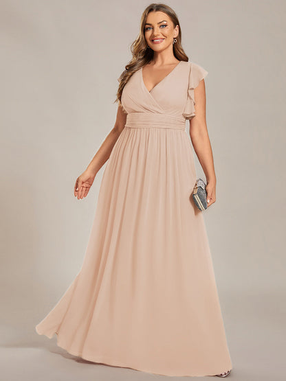 pretty LILYANA|Plus Size Chiffon Pleated A-Line Back Cutout Bridesmaid Dress