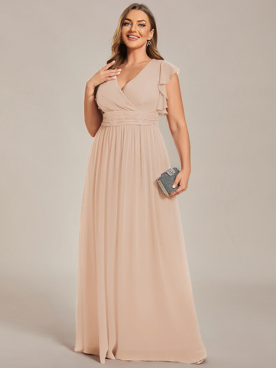 pretty LILYANA|Plus Size Chiffon Pleated A-Line Back Cutout Bridesmaid Dress