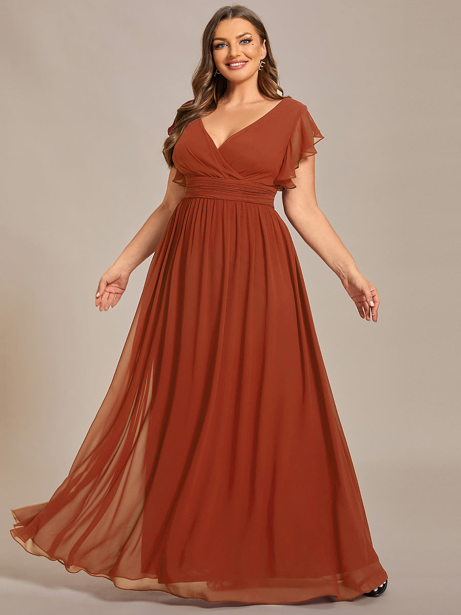 pretty LILYANA|Plus Size Chiffon Pleated A-Line Back Cutout Bridesmaid Dress