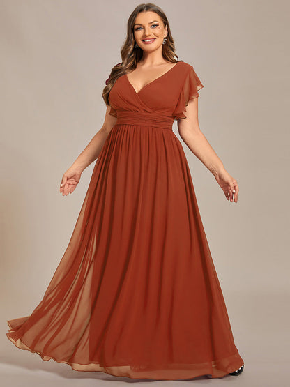 pretty LILYANA|Plus Size Chiffon Pleated A-Line Back Cutout Bridesmaid Dress