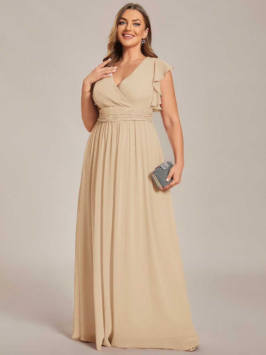 pretty LILYANA|Plus Size Chiffon Pleated A-Line Back Cutout Bridesmaid Dress