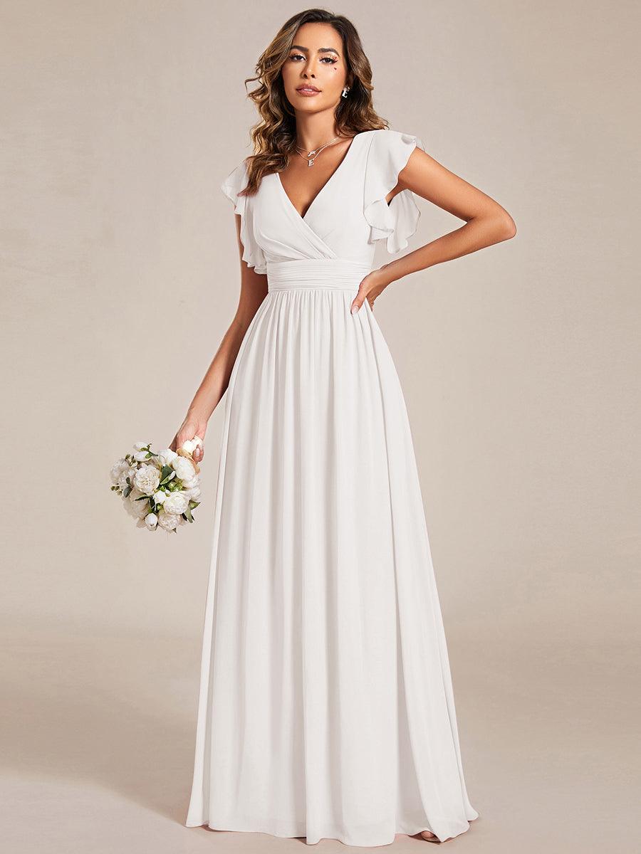 ever LILYANA|Ruffles Sleeve Back Cutout A-Line Maxi Chiffon Bridesmaid Dress