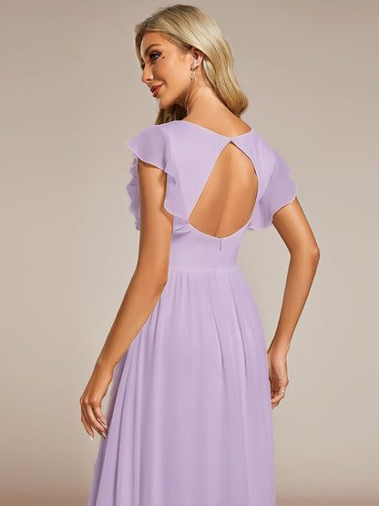 ever LILYANA|Ruffles Sleeve Back Cutout A-Line Maxi Chiffon Bridesmaid Dress