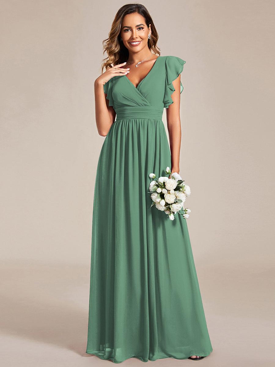 ever LILYANA|Ruffles Sleeve Back Cutout A-Line Maxi Chiffon Bridesmaid Dress