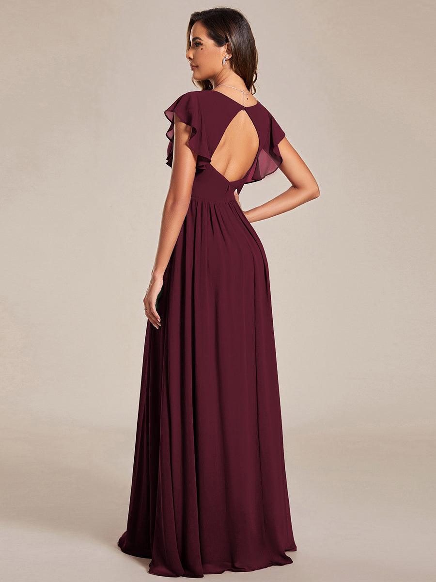 ever LILYANA|Ruffles Sleeve Back Cutout A-Line Maxi Chiffon Bridesmaid Dress