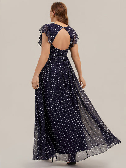 pretty LILYANA|Plus Size Chiffon Pleated A-Line Back Cutout Bridesmaid Dress