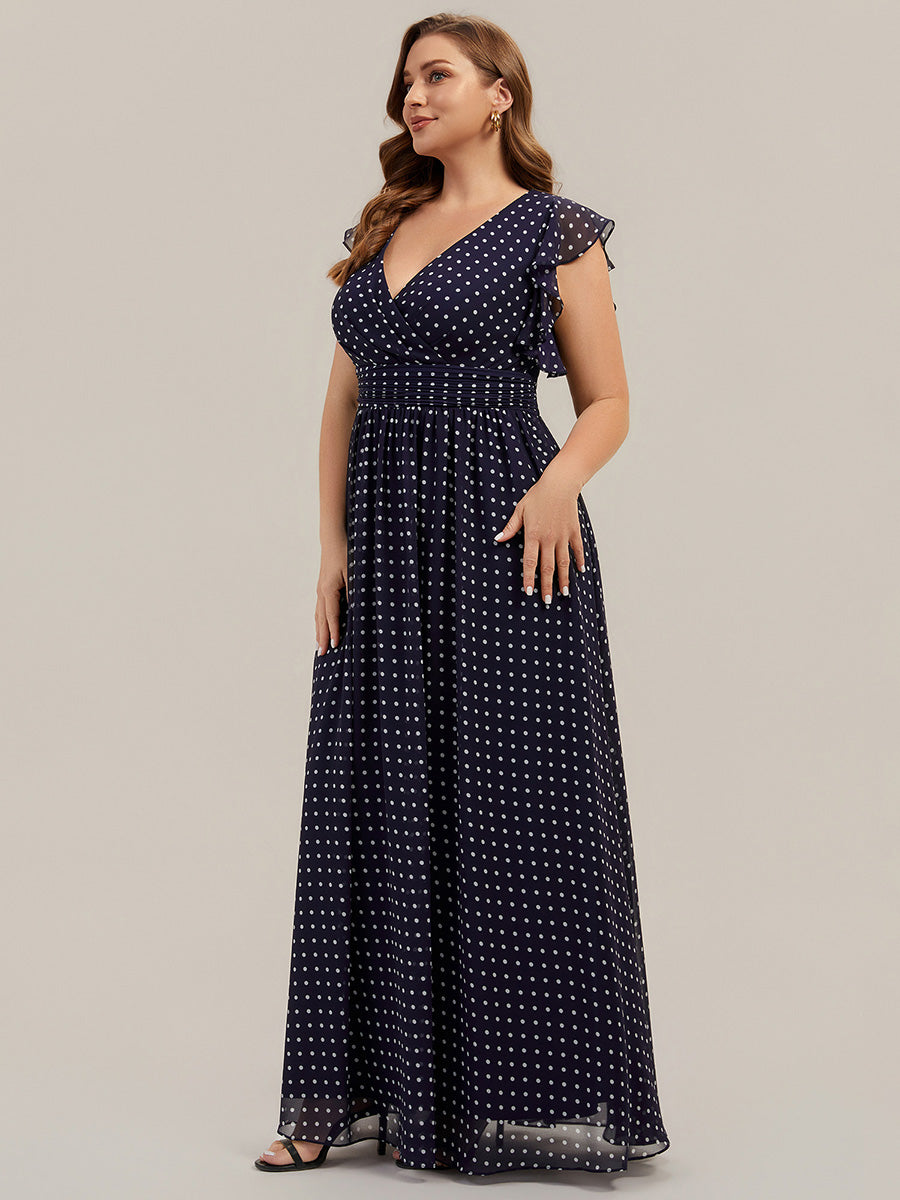 ever LILYANA|Ruffles Sleeve Back Cutout A-Line Maxi Chiffon Bridesmaid Dress