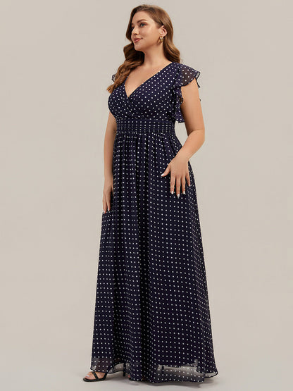 pretty LILYANA|Plus Size Chiffon Pleated A-Line Back Cutout Bridesmaid Dress