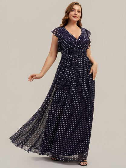 ever LILYANA|Ruffles Sleeve Back Cutout A-Line Maxi Chiffon Wedding Guest Dress