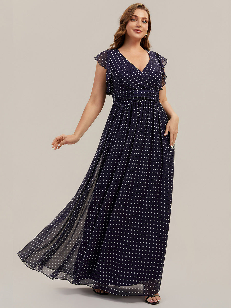 ever LILYANA|Ruffles Sleeve Back Cutout A-Line Maxi Chiffon Bridesmaid Dress