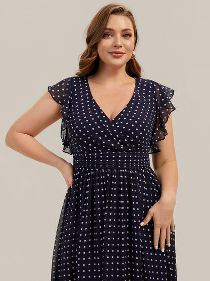ever LILYANA|Ruffles Sleeve Back Cutout A-Line Maxi Chiffon Bridesmaid Dress