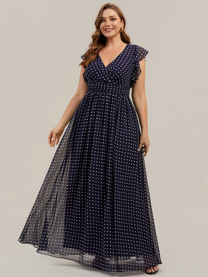 ever LILYANA|Ruffles Sleeve Back Cutout A-Line Maxi Chiffon Bridesmaid Dress