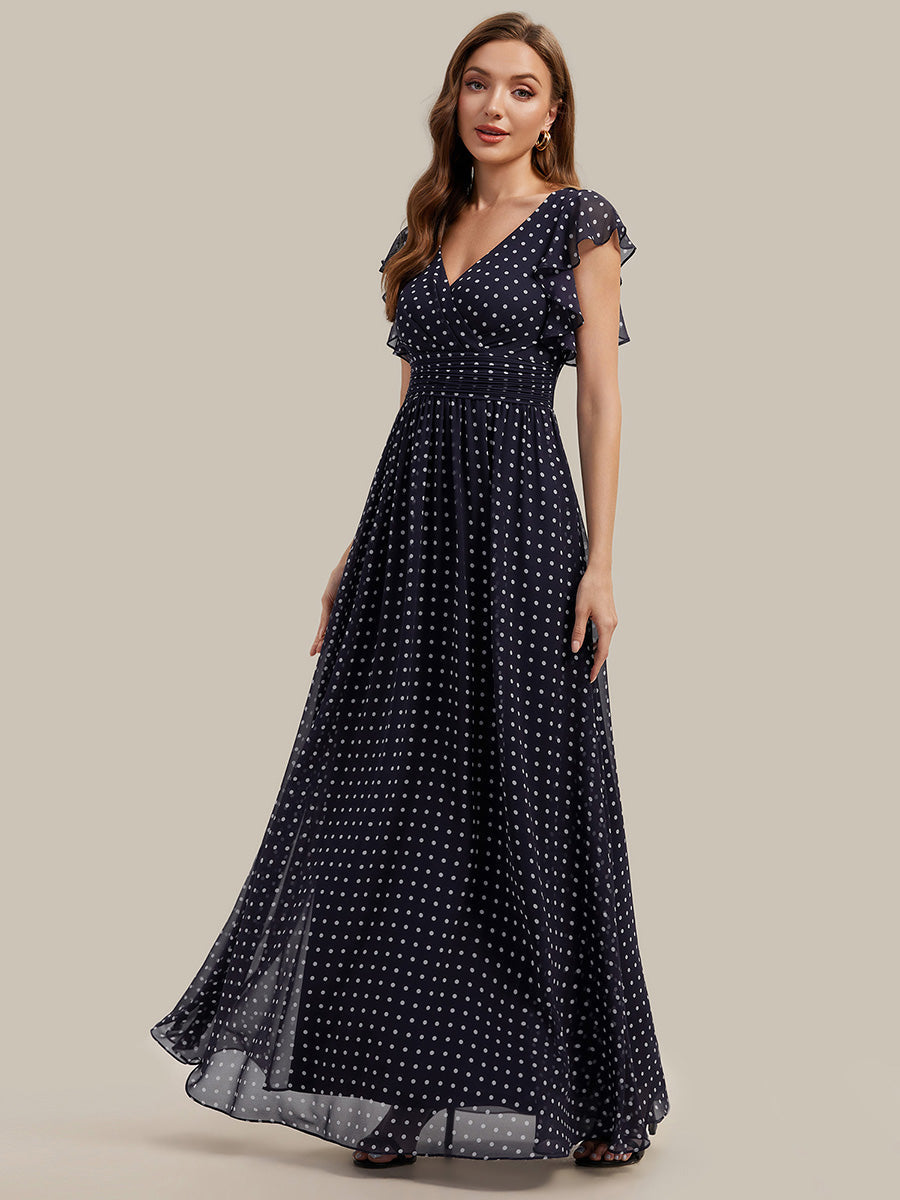 ever LILYANA|Ruffles Sleeve Back Cutout A-Line Maxi Chiffon Bridesmaid Dress