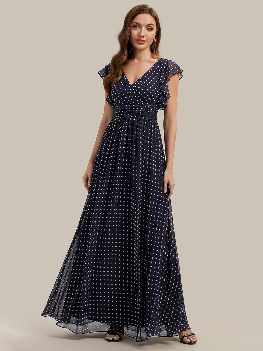ever LILYANA|Ruffles Sleeve Back Cutout A-Line Maxi Chiffon Bridesmaid Dress