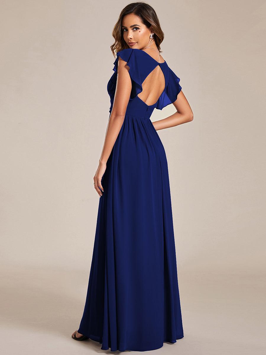 ever LILYANA|Ruffles Sleeve Back Cutout A-Line Maxi Chiffon Bridesmaid Dress