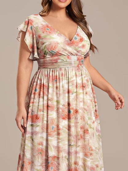 pretty LILYANA|Plus Size Chiffon Pleated A-Line Back Cutout Bridesmaid Dress