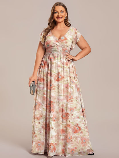 pretty LILYANA|Plus Size Chiffon Pleated A-Line Back Cutout Bridesmaid Dress