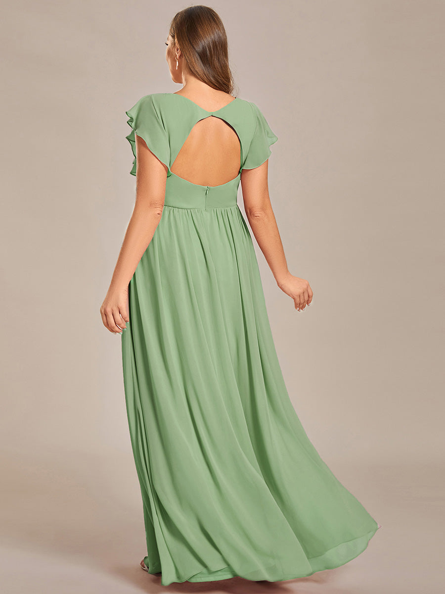 pretty LILYANA|Plus Size Chiffon Pleated A-Line Back Cutout Bridesmaid Dress