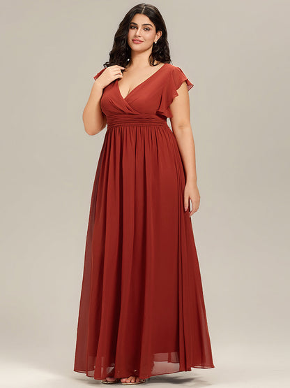 pretty LILYANA|Plus Size Chiffon Pleated A-Line Back Cutout Bridesmaid Dress