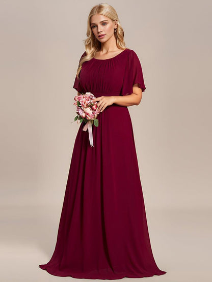 ever KIMORA|Maxi Chiffon Ruffles Sleeve Wedding Guest Dress