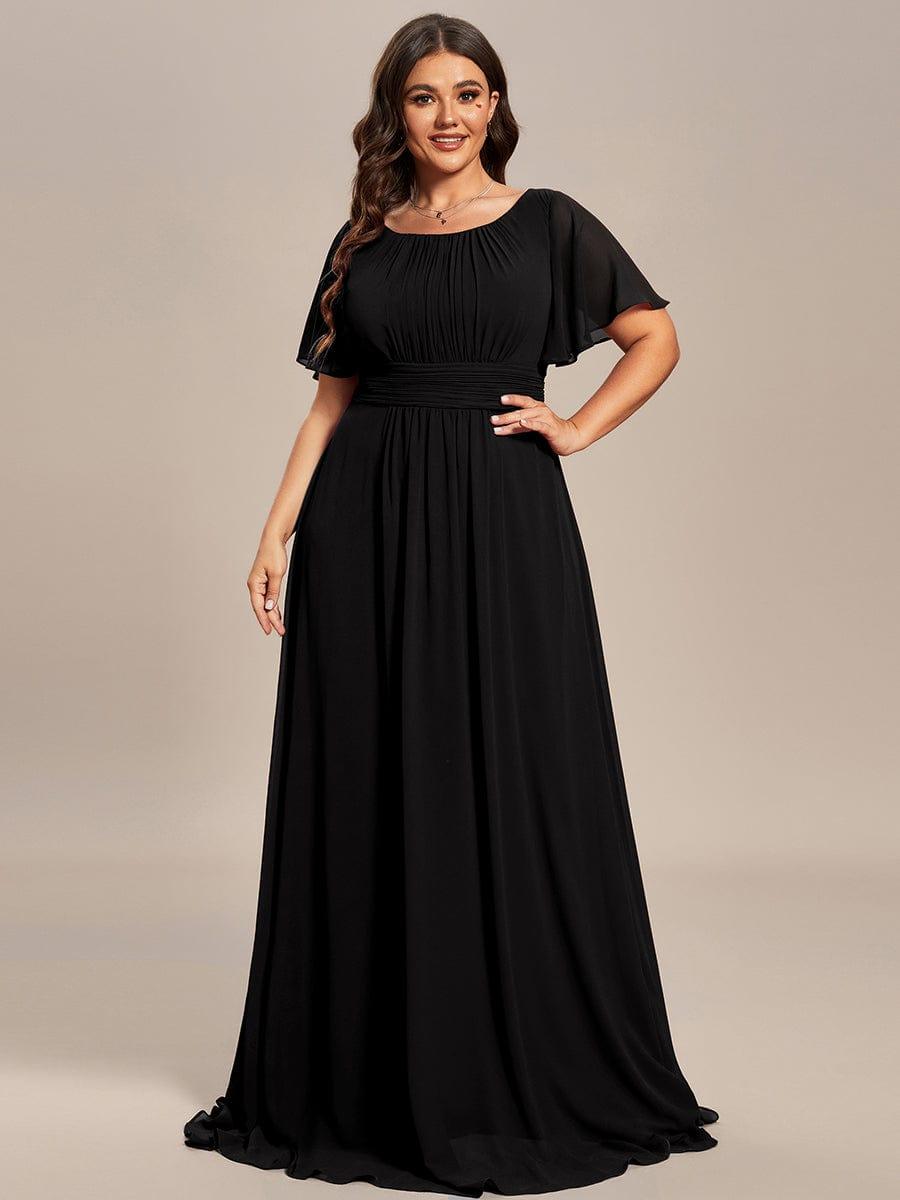 pretty KIMORA|Plus Size Printed Chiffon Pleated Maxi Wedding Guest Dress