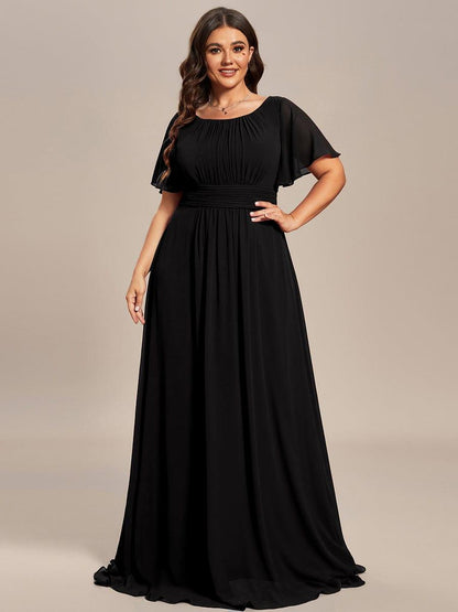 pretty KIMORA|Plus Size Printed Chiffon Pleated Maxi Wedding Guest Dress