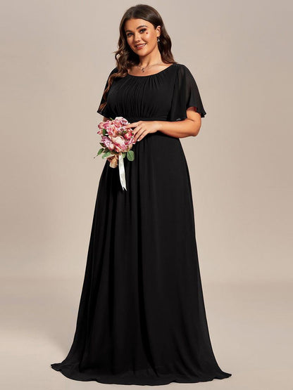 pretty KIMORA|Plus Size Printed Chiffon Pleated Maxi Wedding Guest Dress