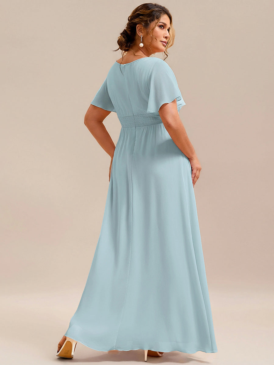 ever KIMORA|Ruched Chiffon Ruffle Sleeve Bridesmaid Dress