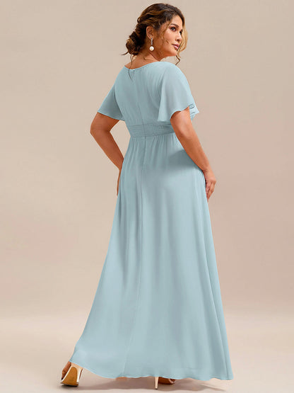 pretty KIMORA|Plus Size Printed Chiffon Pleated Maxi Wedding Guest Dress