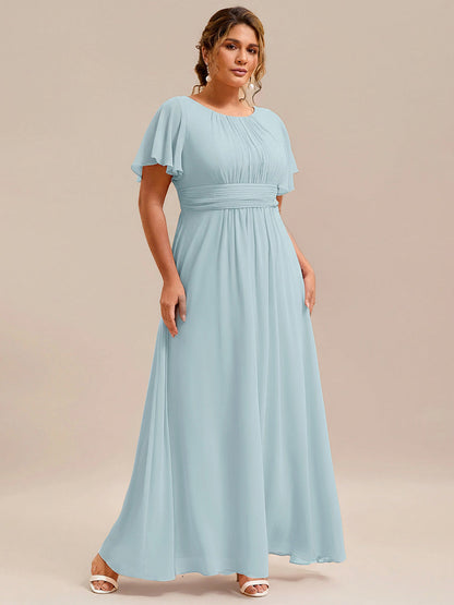 ever KIMORA|Ruched Chiffon Ruffle Sleeve Bridesmaid Dress
