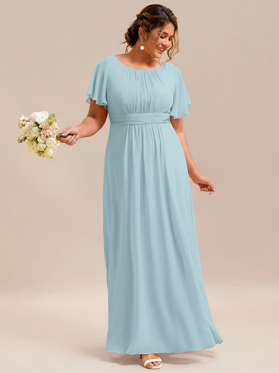 ever KIMORA|Ruched Chiffon Ruffle Sleeve Bridesmaid Dress