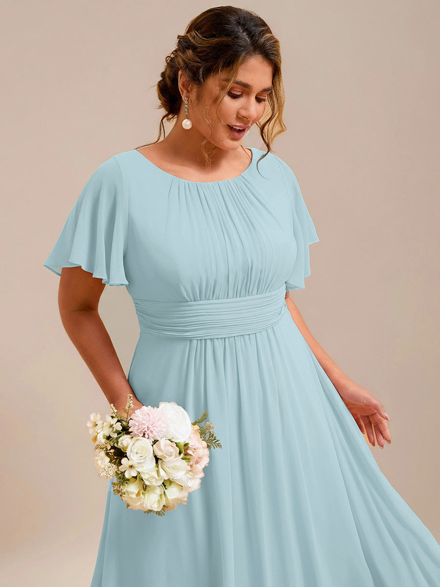 ever KIMORA|Ruched Chiffon Ruffle Sleeve Bridesmaid Dress