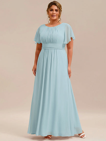 pretty KIMORA|Plus Size Simple Chiffon Pleated A-Line Bridesmaid Dress