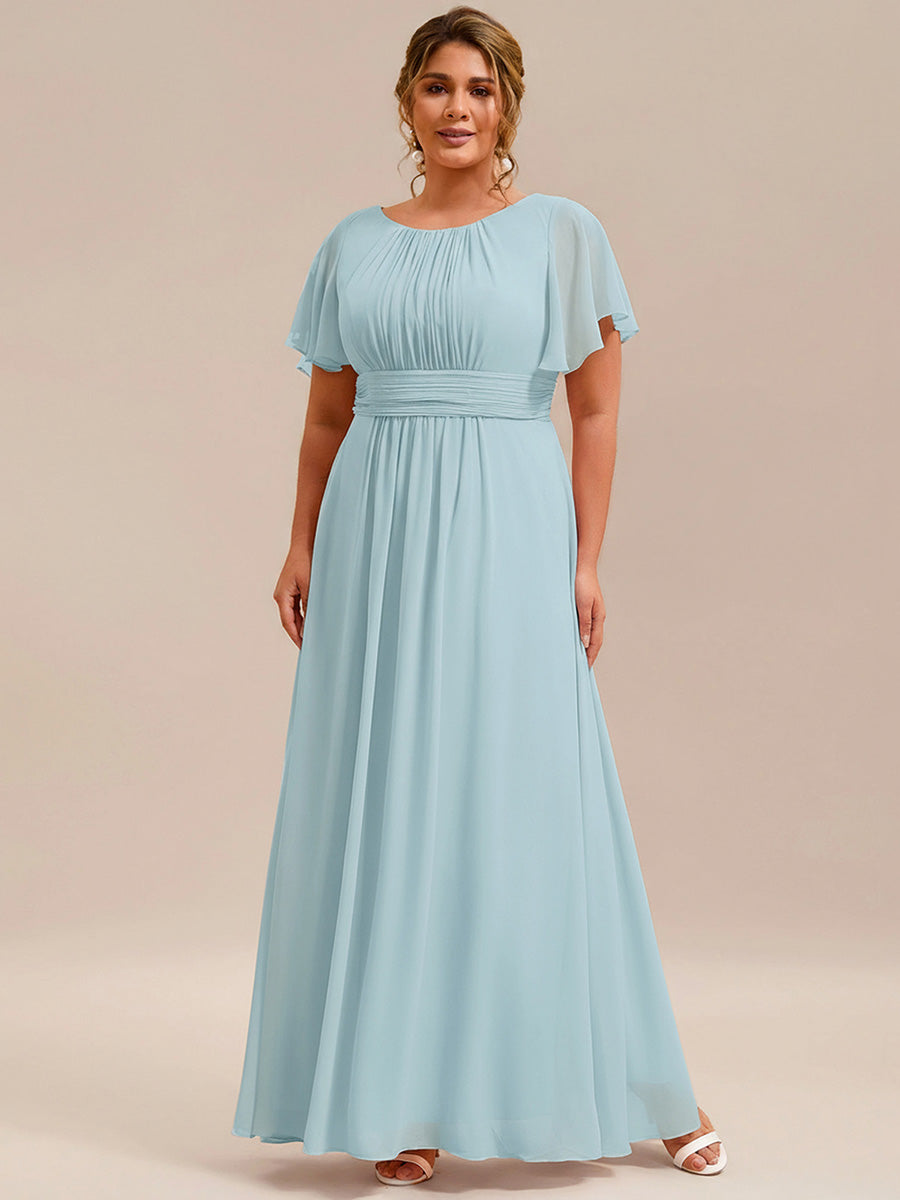 ever KIMORA|Ruched Chiffon Ruffle Sleeve Bridesmaid Dress