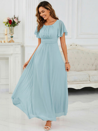 ever KIMORA|Ruched Chiffon Ruffle Sleeve Bridesmaid Dress