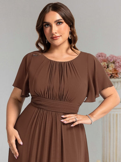 ever KIMORA|Simple Chiffon Pleated A-Line Bridesmaid Dress
